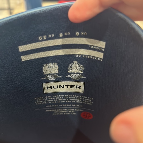 HUNTER Tall Blue High Gloss Rain Boots - Picture 8 of 9